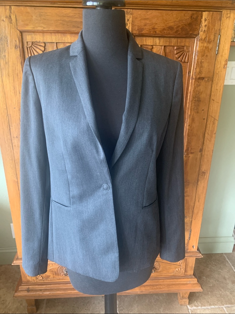 NWT Elie Tahari Charcoal Gray Single-Button Tailored Blazer